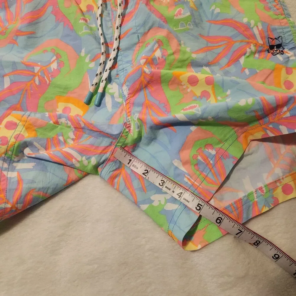 Party Pants Dino Munchies Swim Trunks Blue Pink Men's Size XL EUC